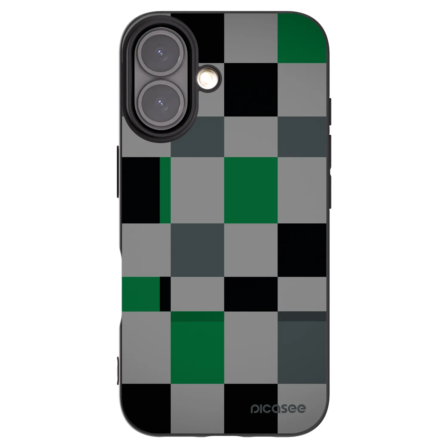 Picasee silikonový černý obal pro Apple iPhone 16 - Block Grid