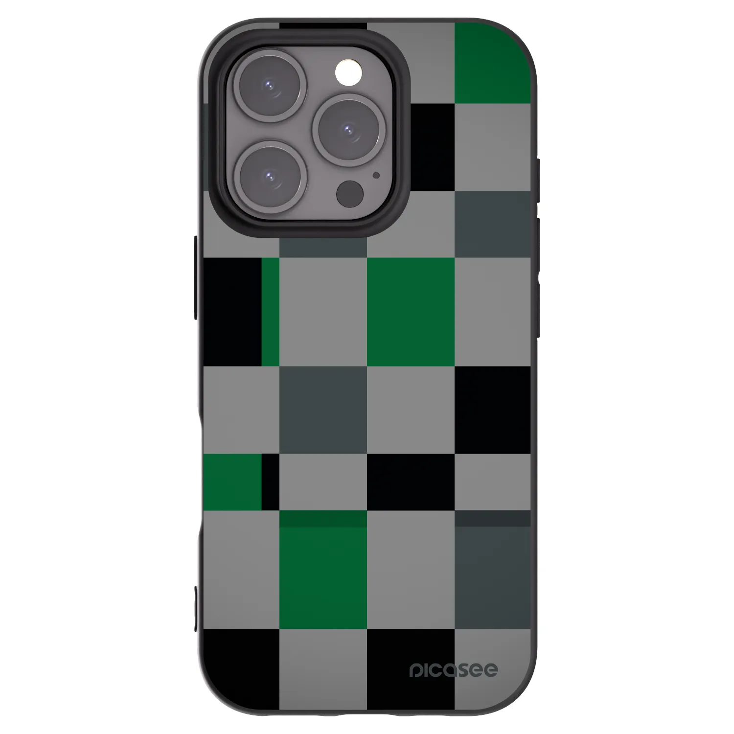 Picasee silikonový černý obal pro Apple iPhone 16 Pro - Block Grid