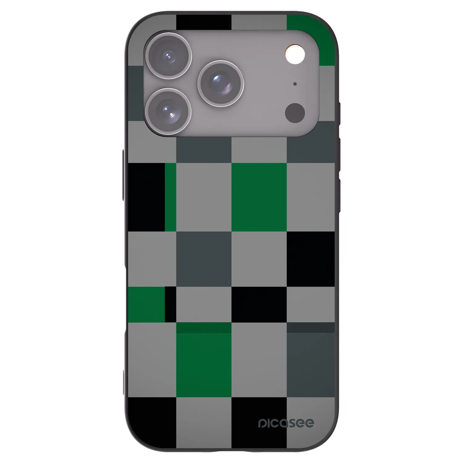 Picasee silikonový černý obal pro Apple iPhone 17 Pro - Block Grid
