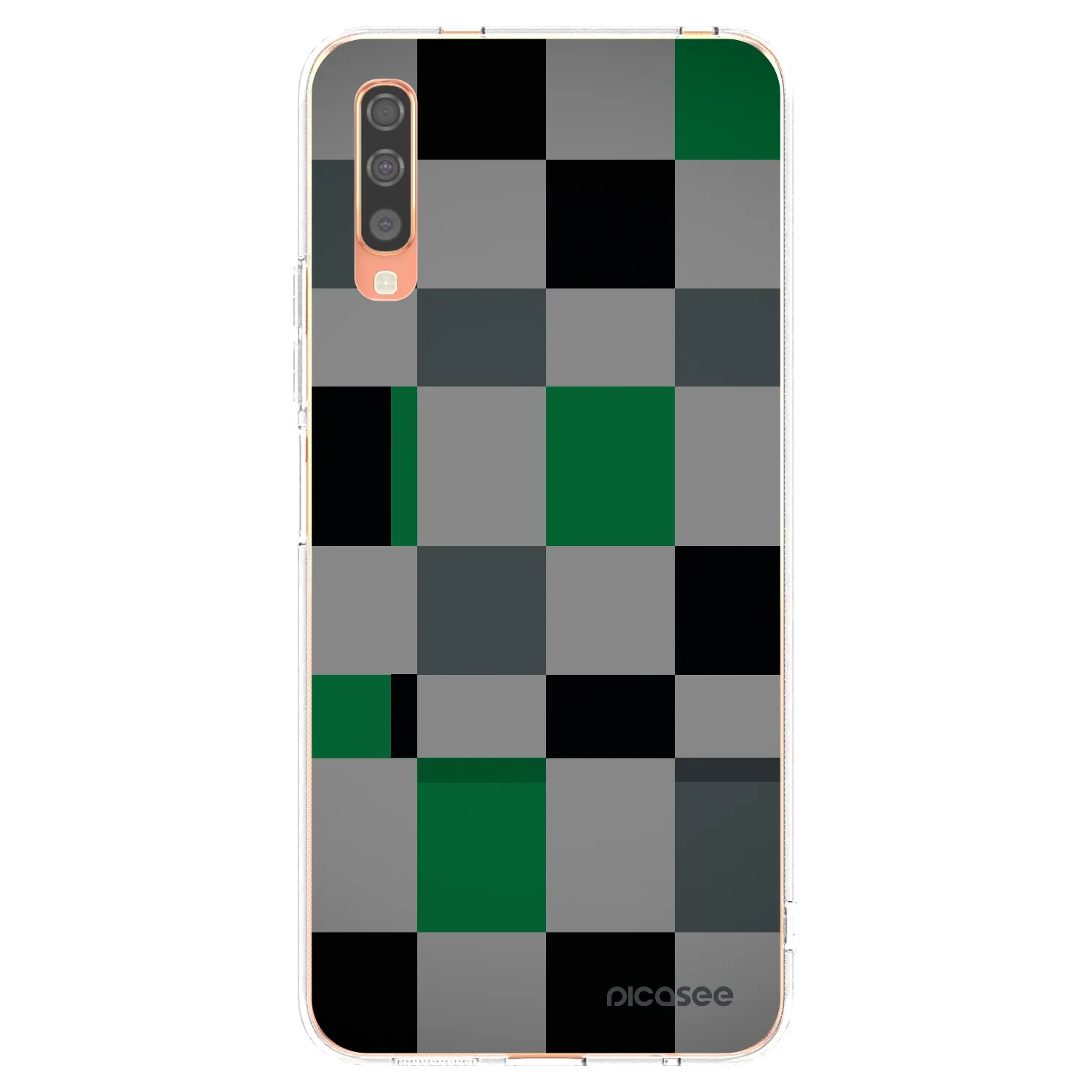 Picasee silikonový průhledný obal pro Samsung Galaxy A70 A705F - Block Grid