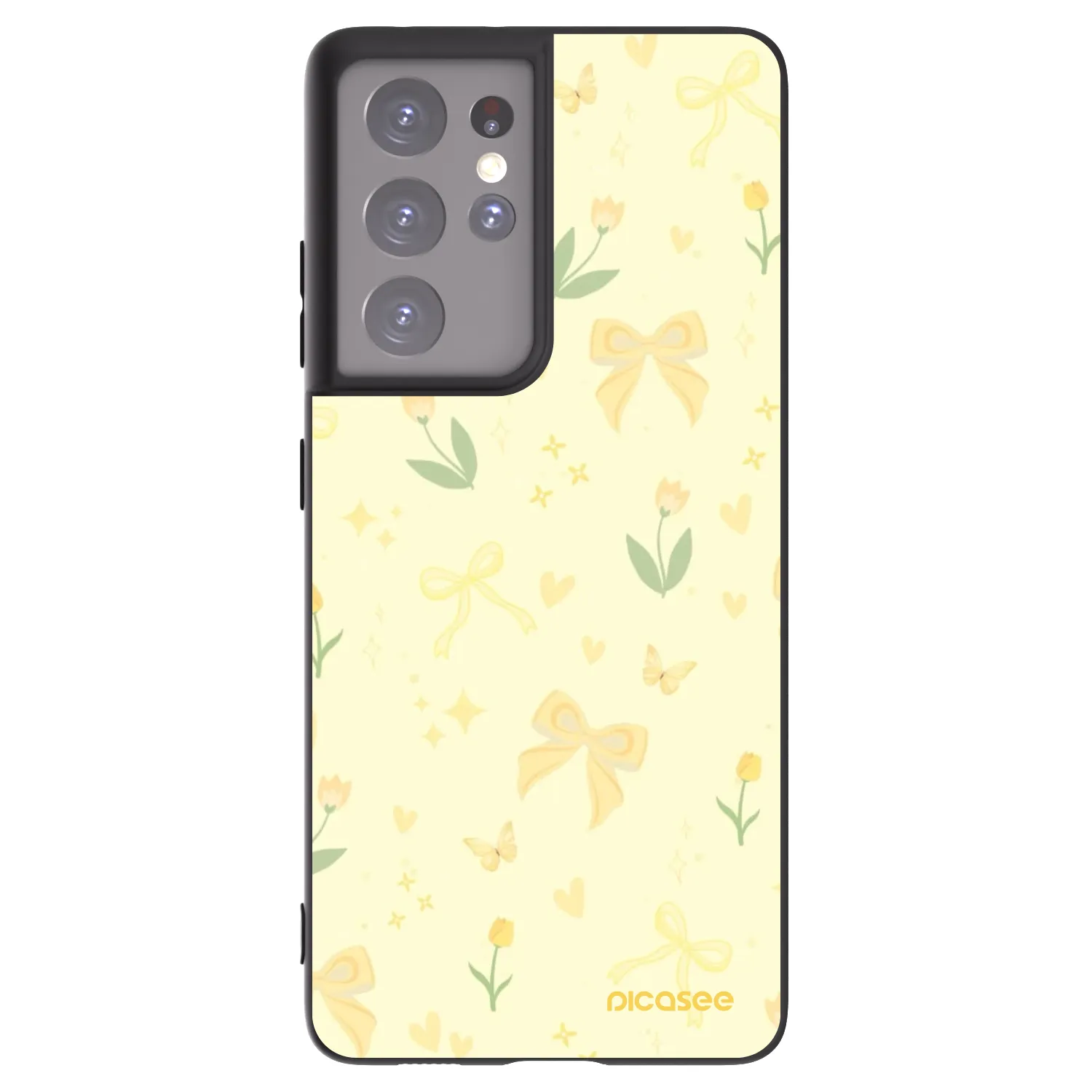 Picasee silikonový černý obal pro Samsung Galaxy S21 Ultra 5G G998B - Honey Blossom
