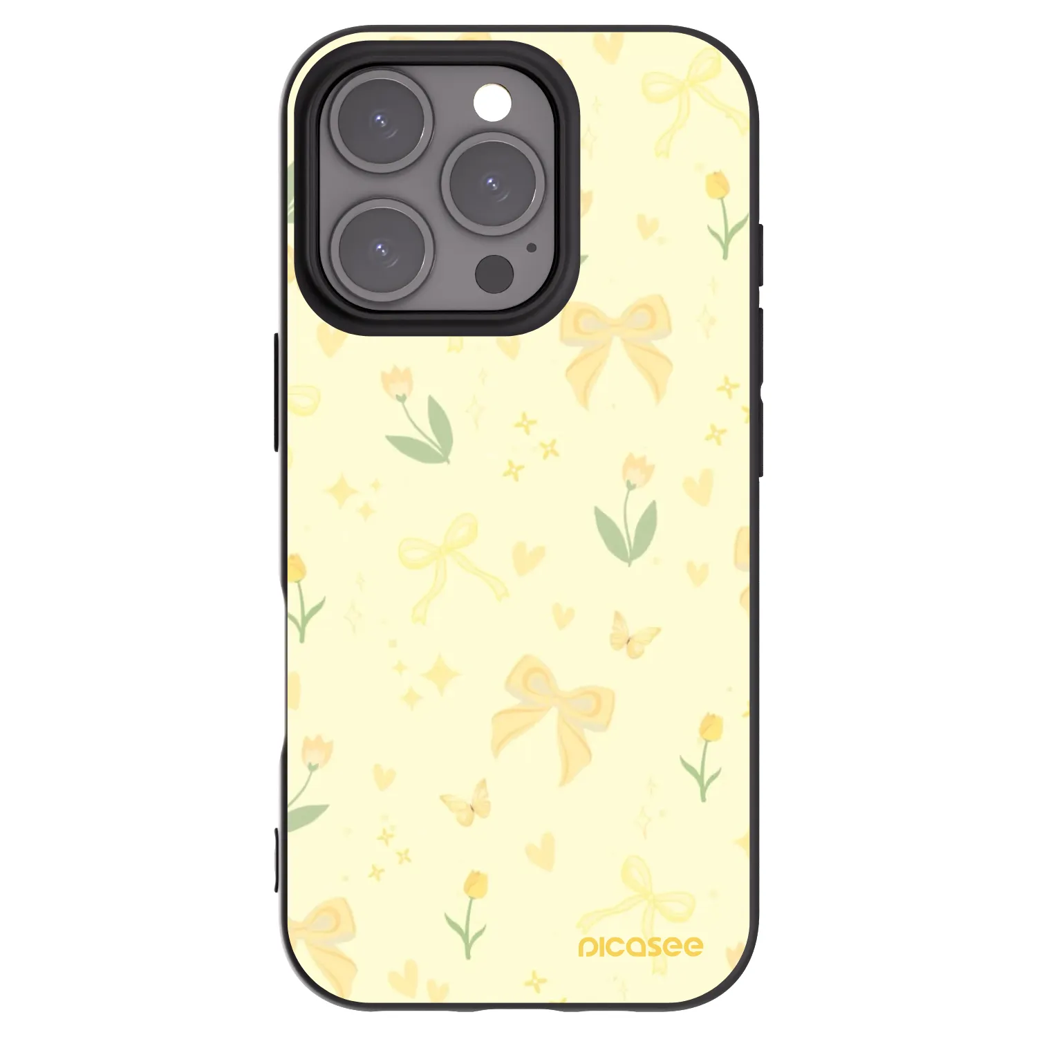 Picasee silikonový černý obal pro Apple iPhone 16 Pro - Honey Blossom