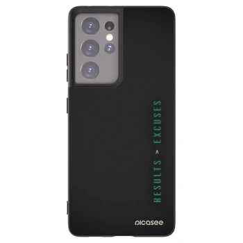 Picasee silikonový černý obal pro Samsung Galaxy S21 Ultra 5G G998B - Results x Excuses