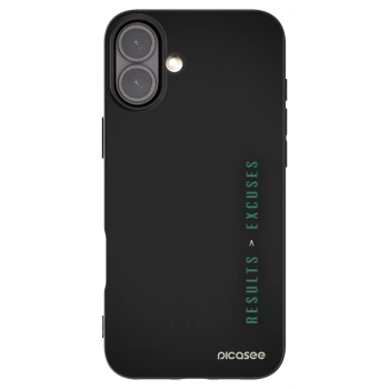Picasee silikonový černý obal pro Apple iPhone 16 Plus - Results x Excuses