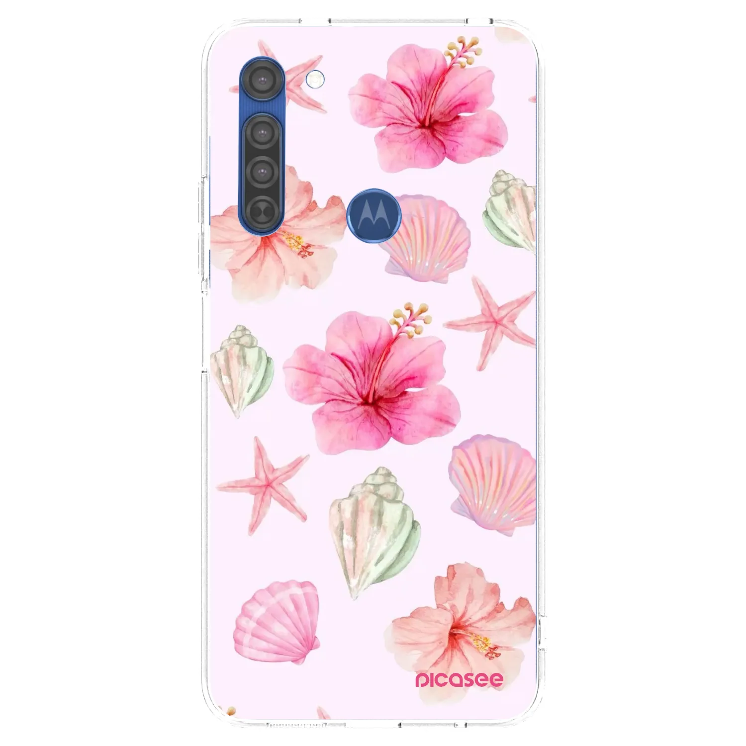 Picasee silikonový průhledný obal pro Motorola Moto G8 - Blush Lagoon