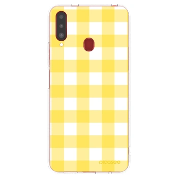 Picasee silikonový průhledný obal pro Samsung Galaxy A20s - Gride lemon