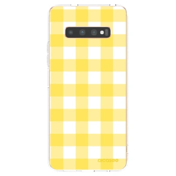 Picasee silikonový průhledný obal pro Samsung Galaxy S10 Plus G975 - Gride lemon