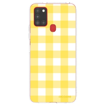 Picasee silikonový průhledný obal pro Samsung Galaxy A21s - Gride lemon