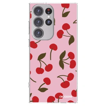 Picasee silikonový průhledný obal pro Samsung Galaxy S23 Ultra 5G - Cherry