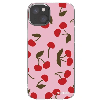 Picasee silikonový průhledný obal pro Apple iPhone 15 Plus - Cherry