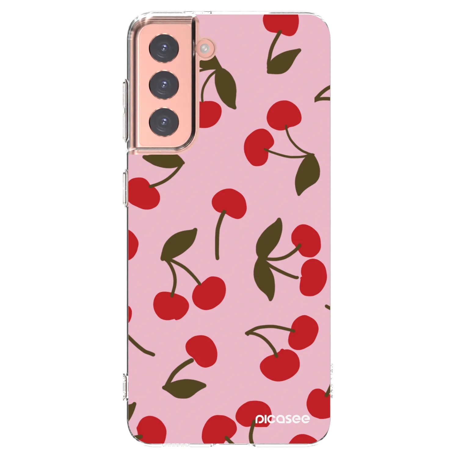 Picasee silikonový průhledný obal pro Samsung Galaxy S21 5G G991B - Cherry