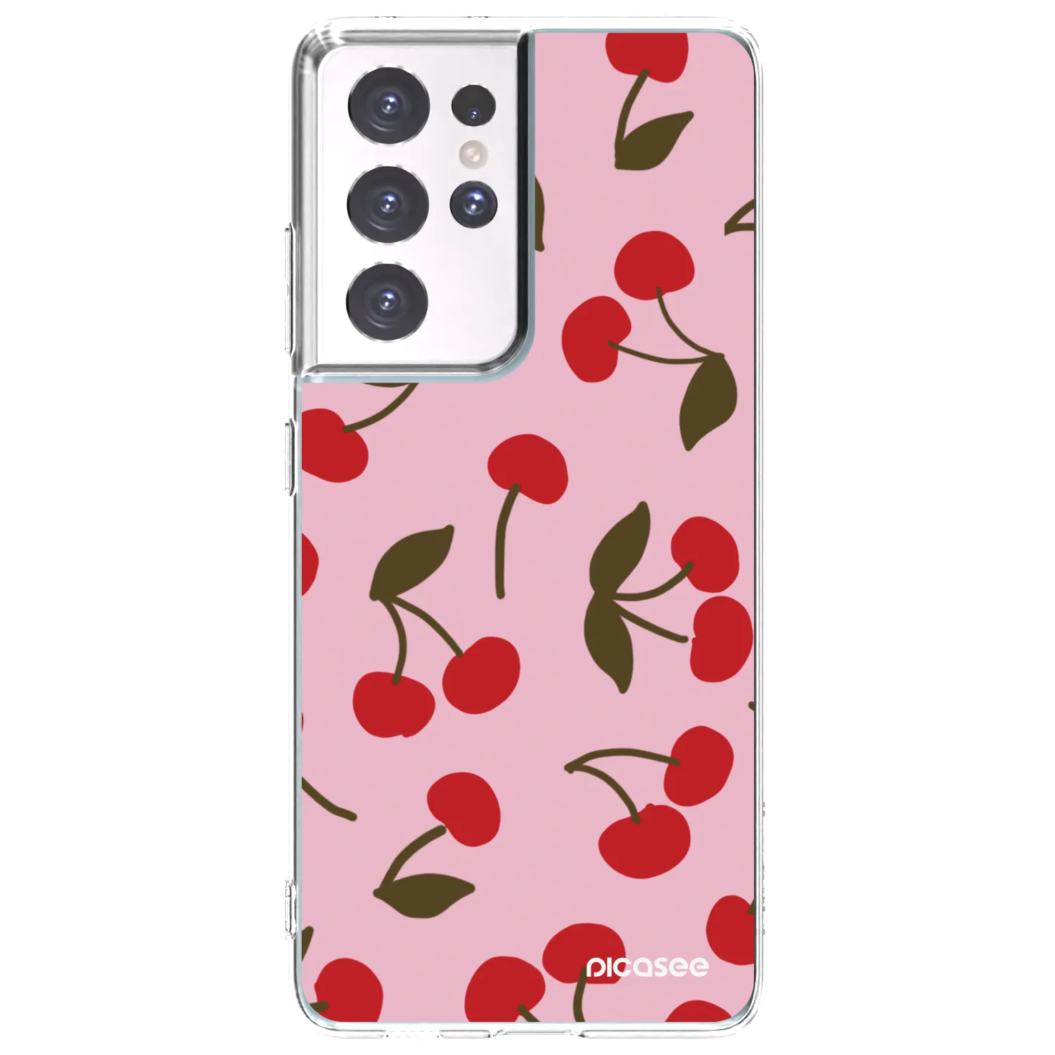 Picasee silikonový průhledný obal pro Samsung Galaxy S21 Ultra 5G G998B - Cherry