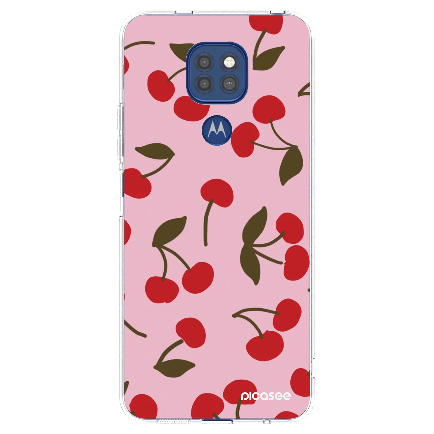 Picasee silikonový průhledný obal pro Motorola Moto G9 Play - Cherry