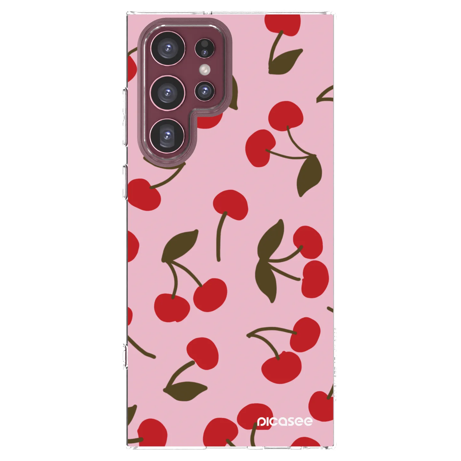 Picasee silikonový průhledný obal pro Samsung Galaxy S22 Ultra 5G - Cherry