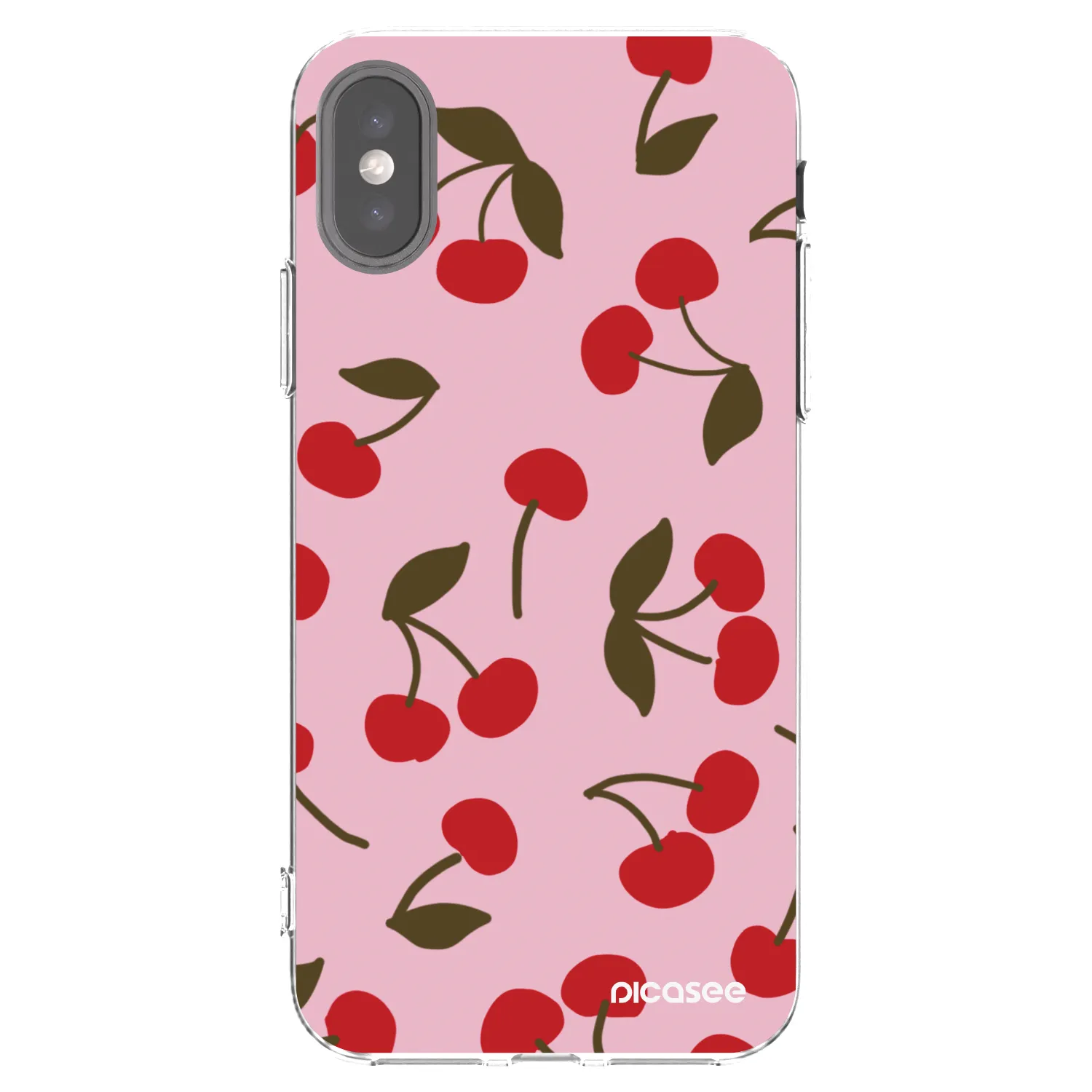 Picasee silikonový průhledný obal pro Apple iPhone X/XS - Cherry