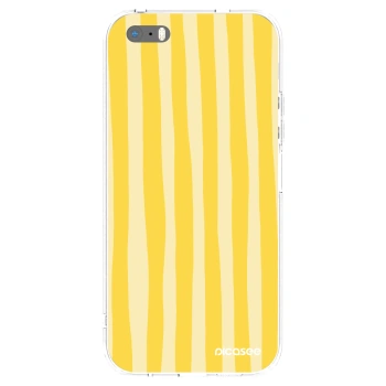 Picasee silikonový průhledný obal pro Apple iPhone 5/5S/SE - Lines lemon