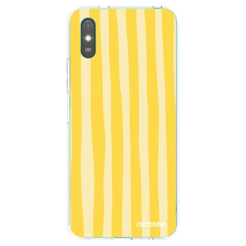 Picasee silikonový průhledný obal pro Xiaomi Redmi 9A - Lines lemon