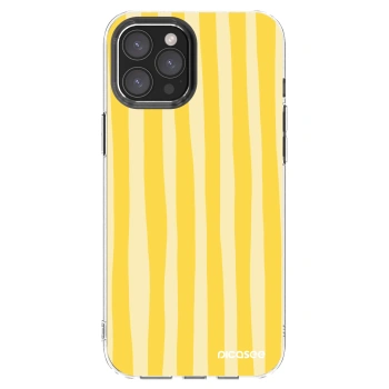 Picasee silikonový průhledný obal pro Apple iPhone 12 Pro Max - Lines lemon