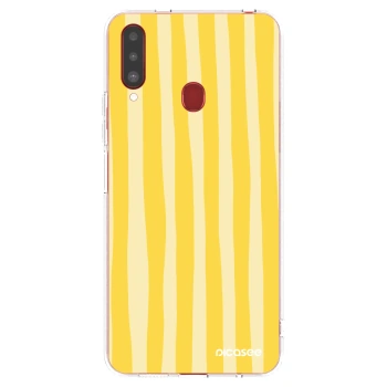 Picasee silikonový průhledný obal pro Samsung Galaxy A20s - Lines lemon