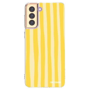Picasee silikonový průhledný obal pro Samsung Galaxy S21+ 5G G996F - Lines lemon