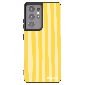 Picasee silikonový černý obal pro Samsung Galaxy S21 Ultra 5G G998B - Lines lemon