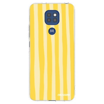 Picasee silikonový průhledný obal pro Motorola Moto G9 Play - Lines lemon