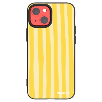 Picasee silikonový černý obal pro Apple iPhone 13 mini - Lines lemon