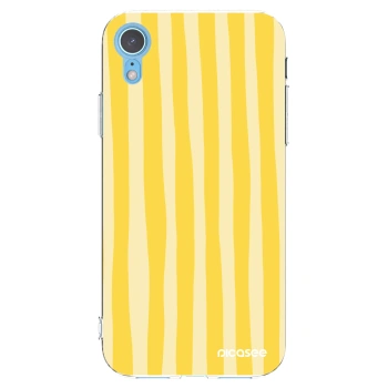 Picasee silikonový průhledný obal pro Apple iPhone XR - Lines lemon