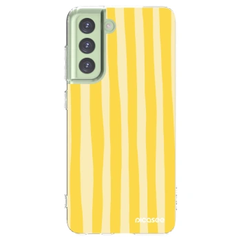 Picasee silikonový průhledný obal pro Samsung Galaxy S21 FE 5G - Lines lemon