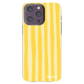 Picasee silikonový průhledný obal pro Apple iPhone 14 Pro Max - Lines lemon