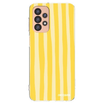 Picasee silikonový průhledný obal pro Samsung Galaxy A23 A236B 5G - Lines lemon