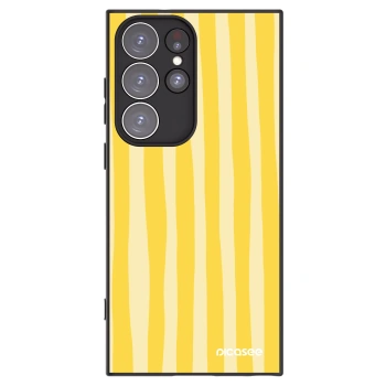 Picasee silikonový černý obal pro Samsung Galaxy S23 Ultra 5G - Lines lemon