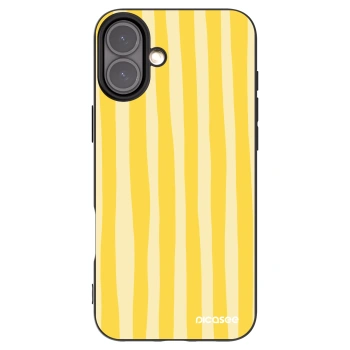 Picasee silikonový černý obal pro Apple iPhone 16 Plus - Lines lemon