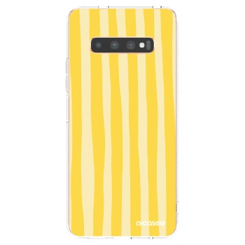 Picasee silikonový průhledný obal pro Samsung Galaxy S10 Plus G975 - Lines lemon