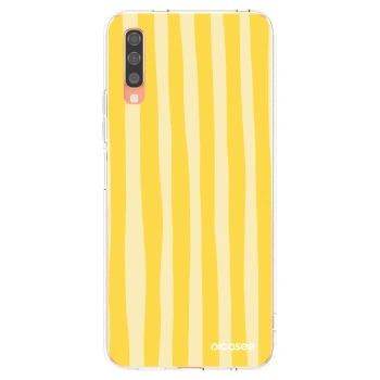 Picasee silikonový průhledný obal pro Samsung Galaxy A70 A705F - Lines lemon