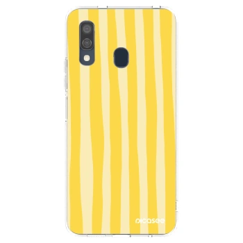 Picasee silikonový průhledný obal pro Samsung Galaxy A40 A405F - Lines lemon