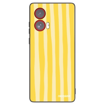 Picasee silikonový černý obal pro Motorola Edge 50 Fusion - Lines lemon