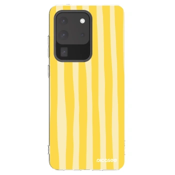 Picasee silikonový průhledný obal pro Samsung Galaxy S20 Ultra 5G G988F - Lines lemon