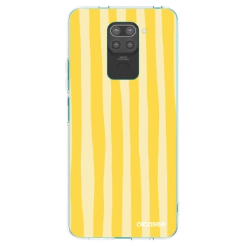 Picasee silikonový černý obal pro Xiaomi Redmi Note 9 - Lines lemon