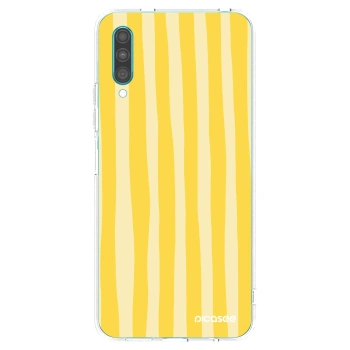 Picasee silikonový průhledný obal pro Samsung Galaxy A30s A307F - Lines lemon