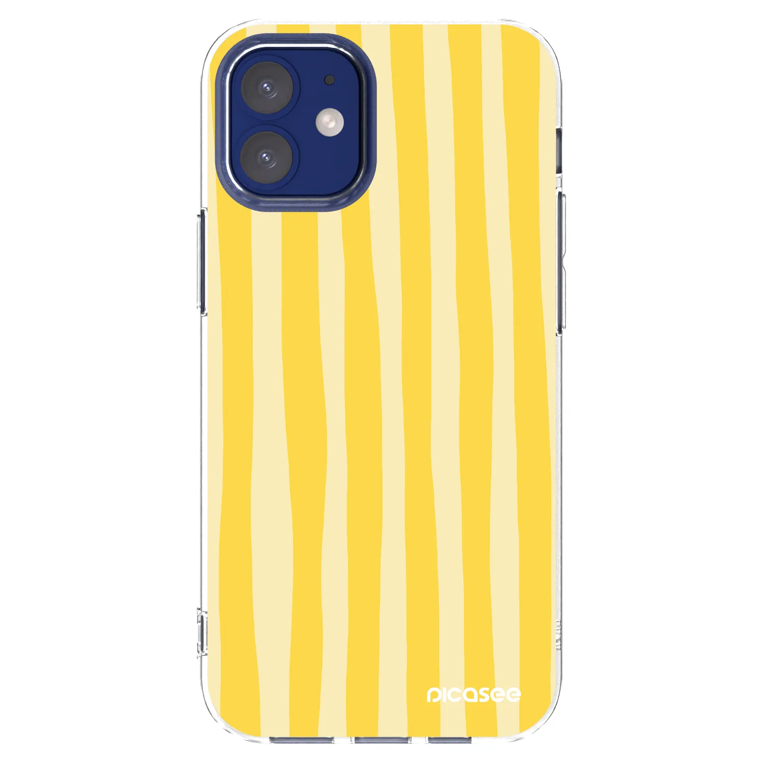 Picasee silikonový průhledný obal pro Apple iPhone 12 mini - Lines lemon