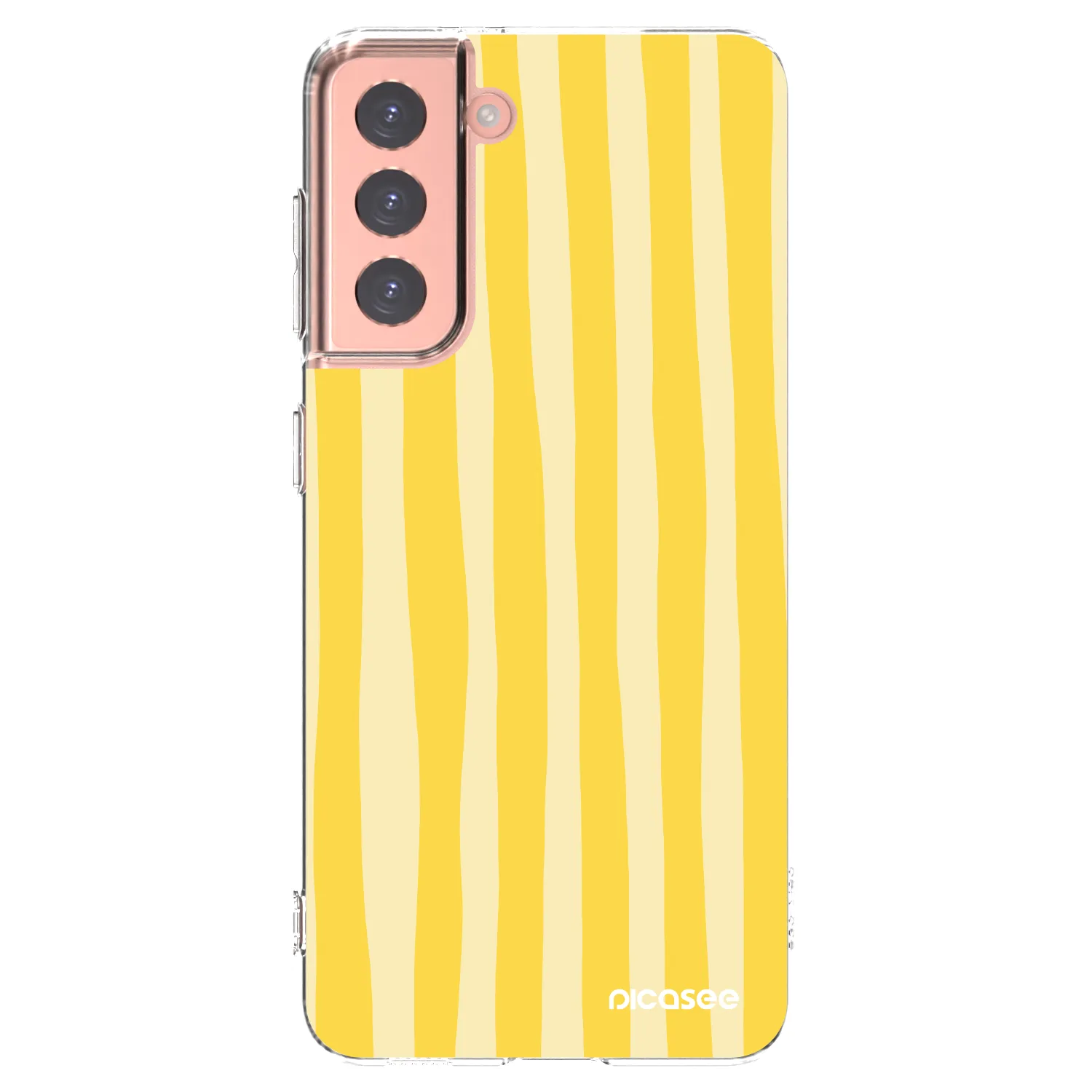 Picasee silikonový průhledný obal pro Samsung Galaxy S21 5G G991B - Lines lemon