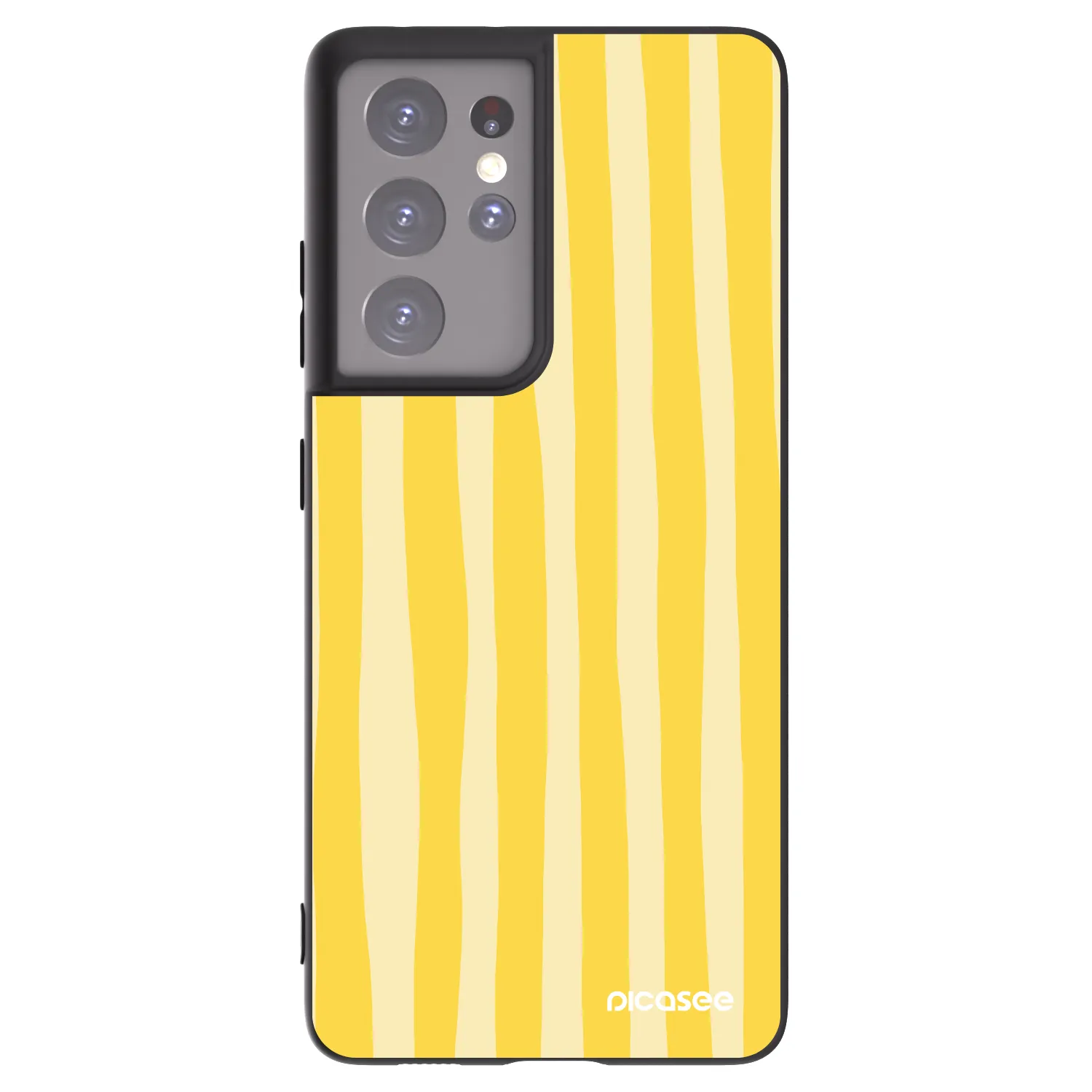 Picasee silikonový černý obal pro Samsung Galaxy S21 Ultra 5G G998B - Lines lemon