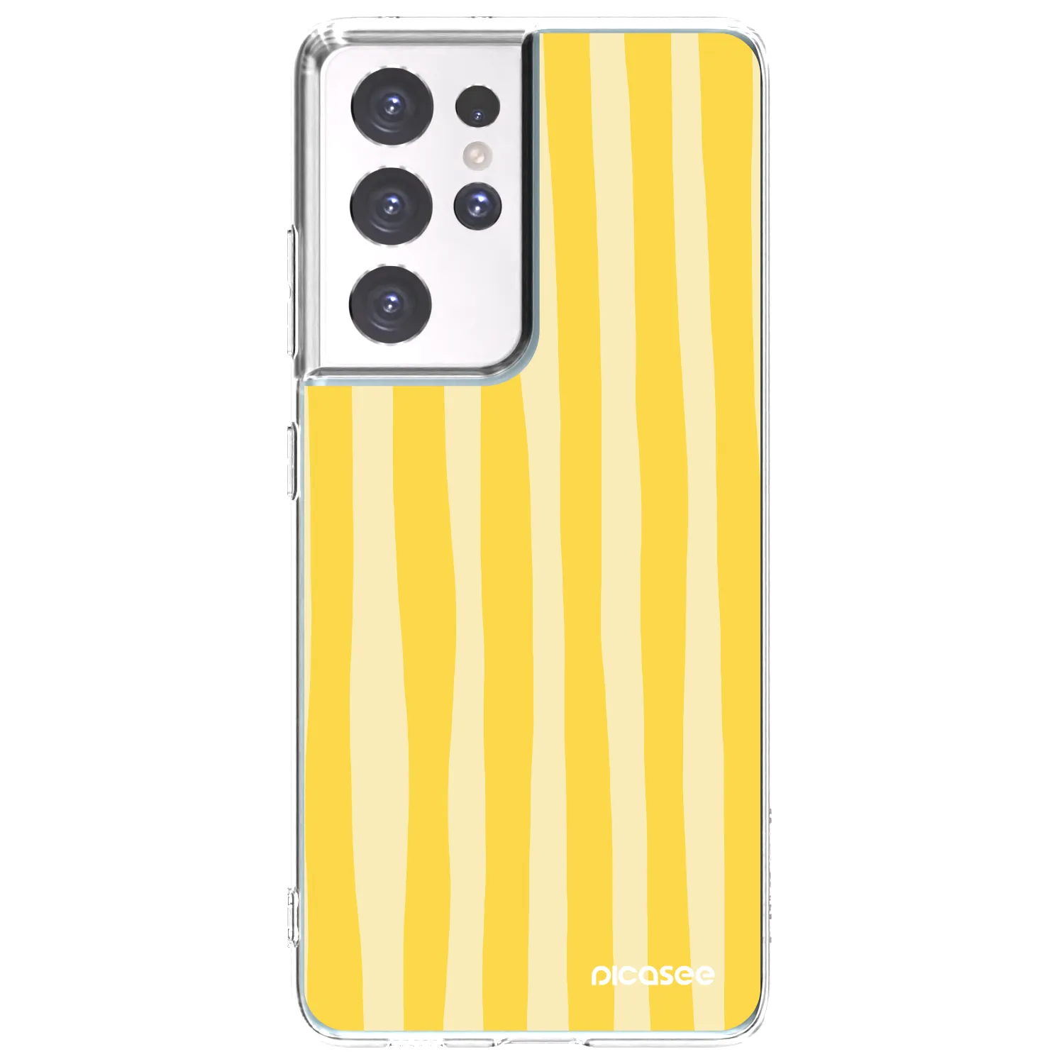 Picasee silikonový průhledný obal pro Samsung Galaxy S21 Ultra 5G G998B - Lines lemon