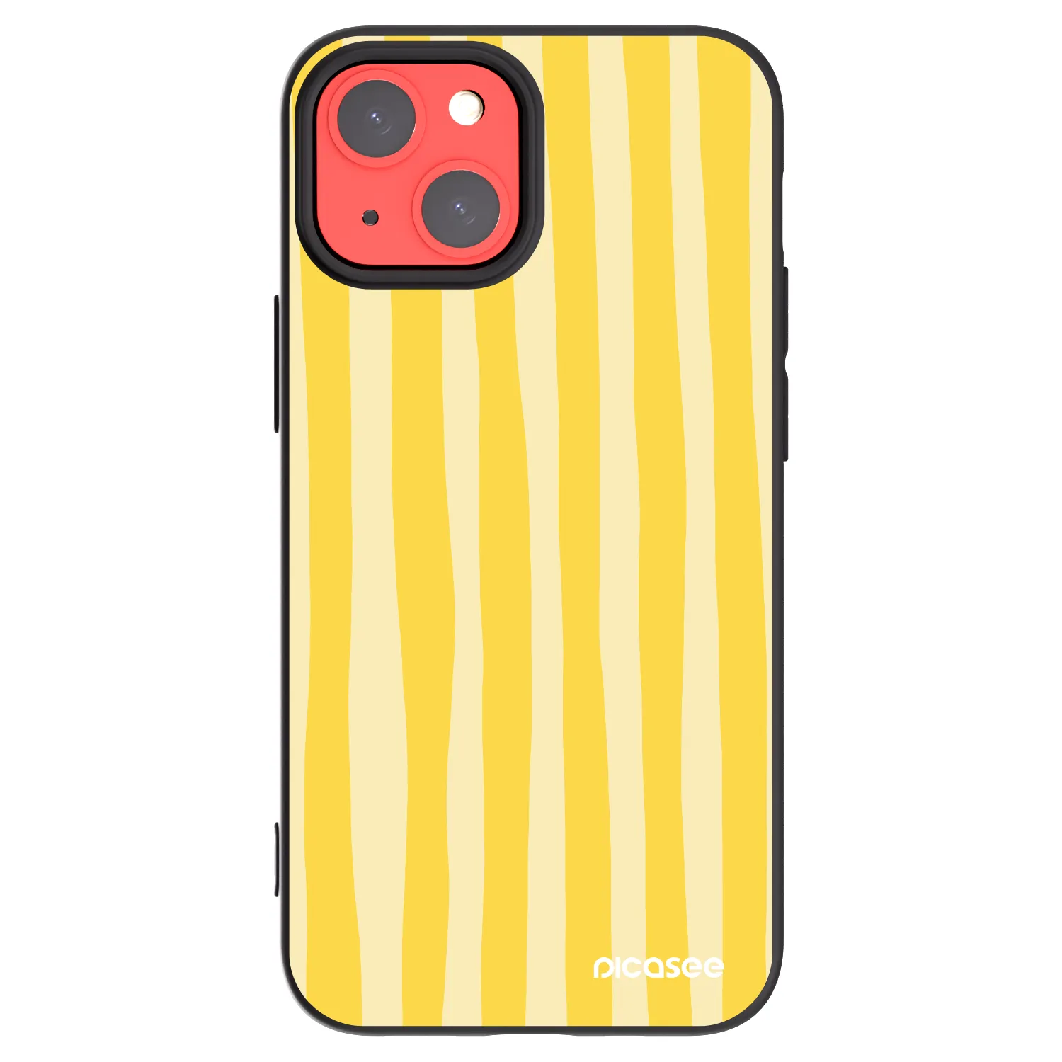 Picasee silikonový černý obal pro Apple iPhone 13 mini - Lines lemon