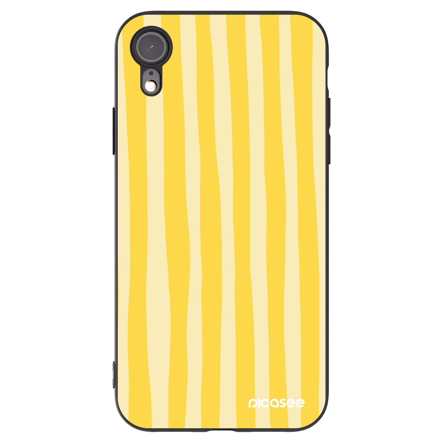 Picasee silikonový černý obal pro Apple iPhone XR - Lines lemon