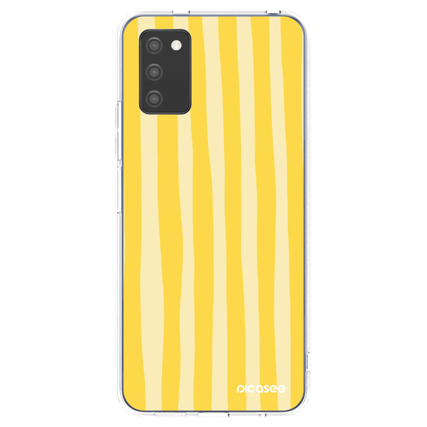 Picasee silikonový průhledný obal pro Samsung Galaxy A03s A037G - Lines lemon