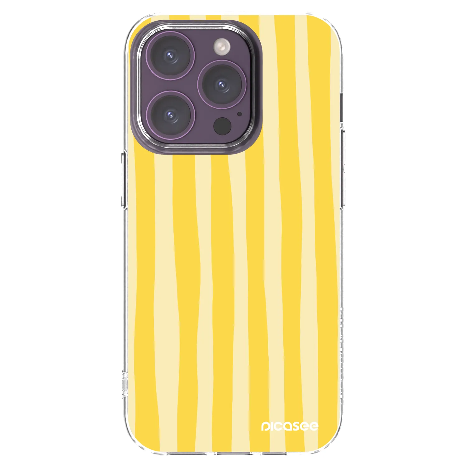 Picasee silikonový průhledný obal pro Apple iPhone 14 Pro - Lines lemon