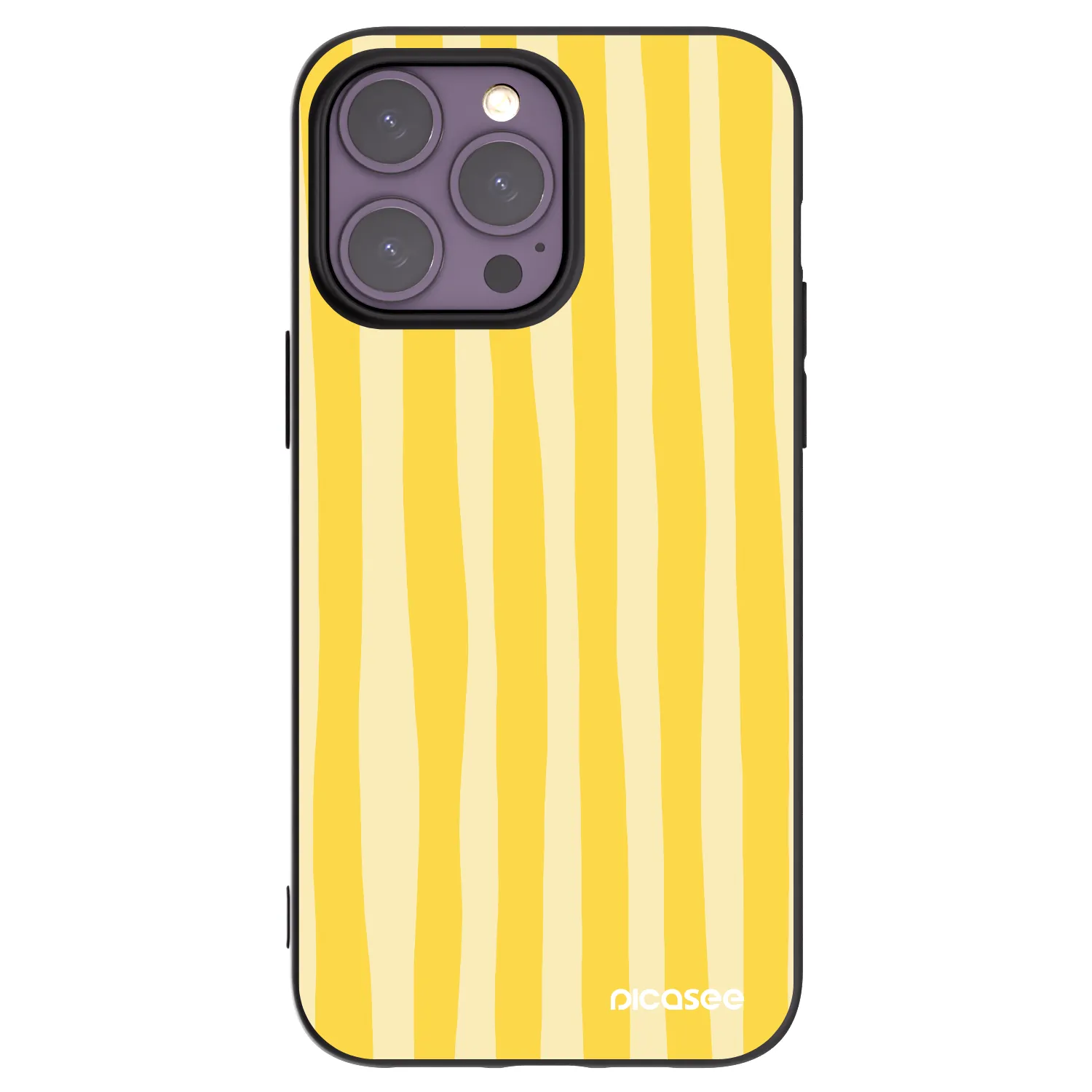 Picasee silikonový černý obal pro Apple iPhone 14 Pro Max - Lines lemon