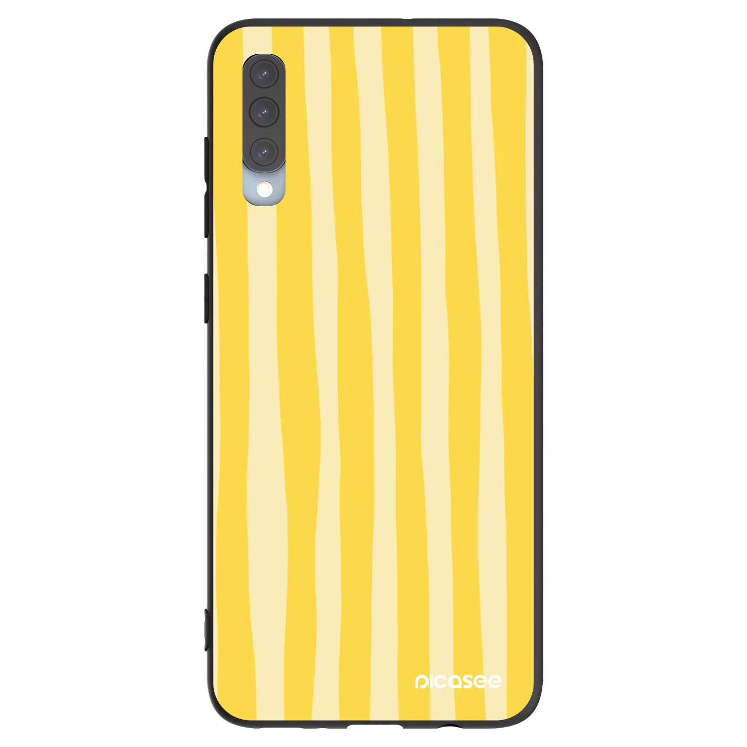 Picasee silikonový černý obal pro Samsung Galaxy A70 A705F - Lines lemon